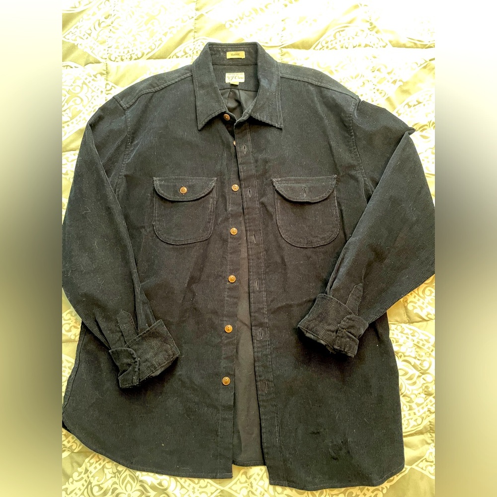 J Crew Men’s Large Heavyweight Cotton Corduroy Navy Shirt